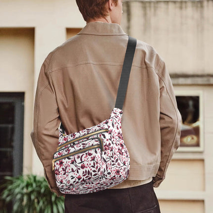 Burgundy Flower Multi - pocket Crossbody Bag - Sola Shoe