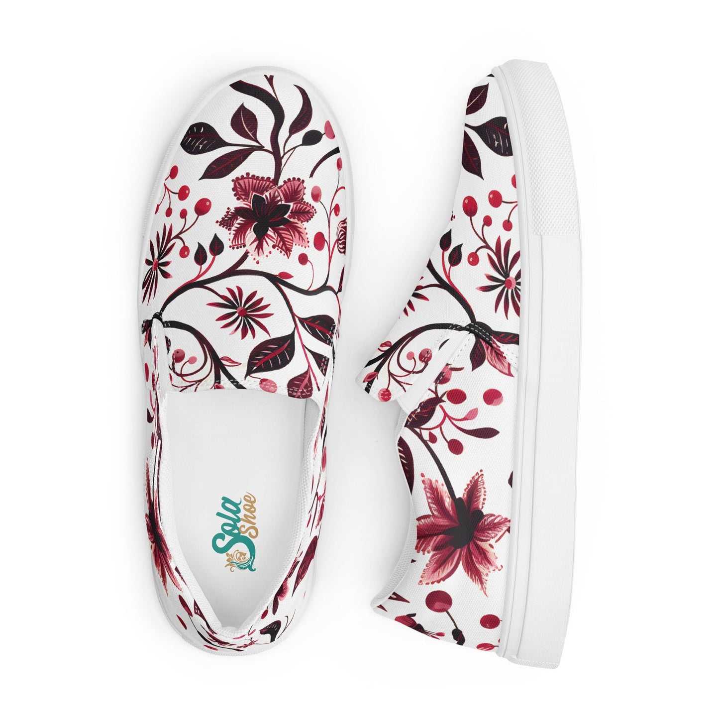 Burgundy Flower slip - on shoes - Sola Shoe