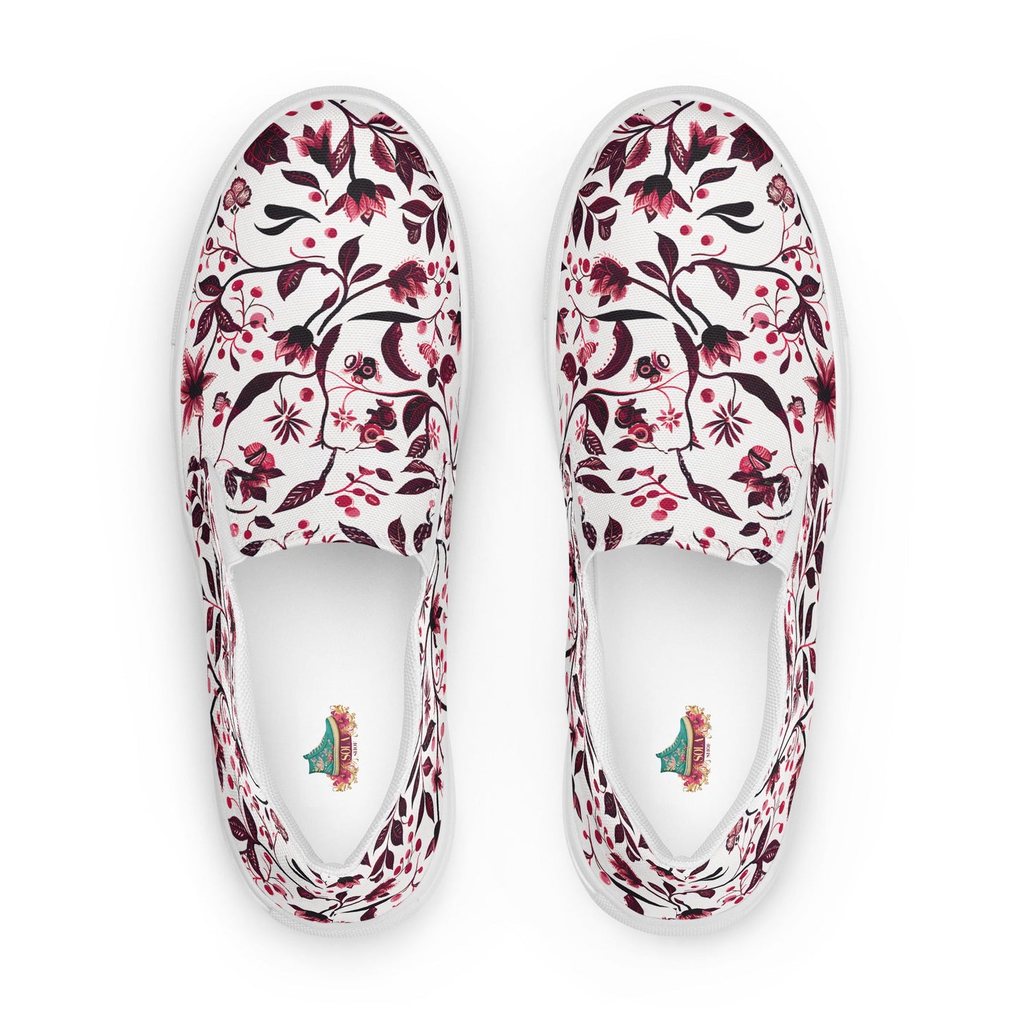Burgundy Flower slip - on shoes - Sola Shoe