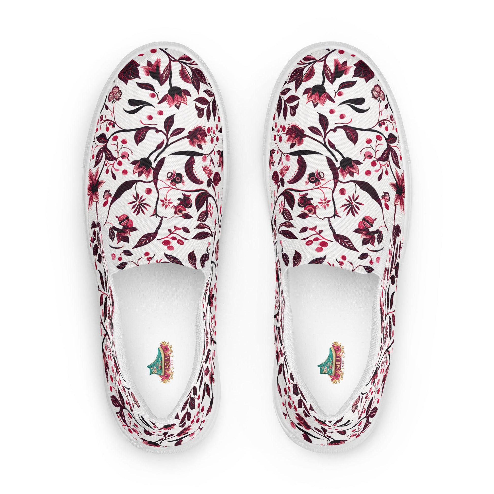 Burgundy Flower slip - on shoes - Sola Shoe