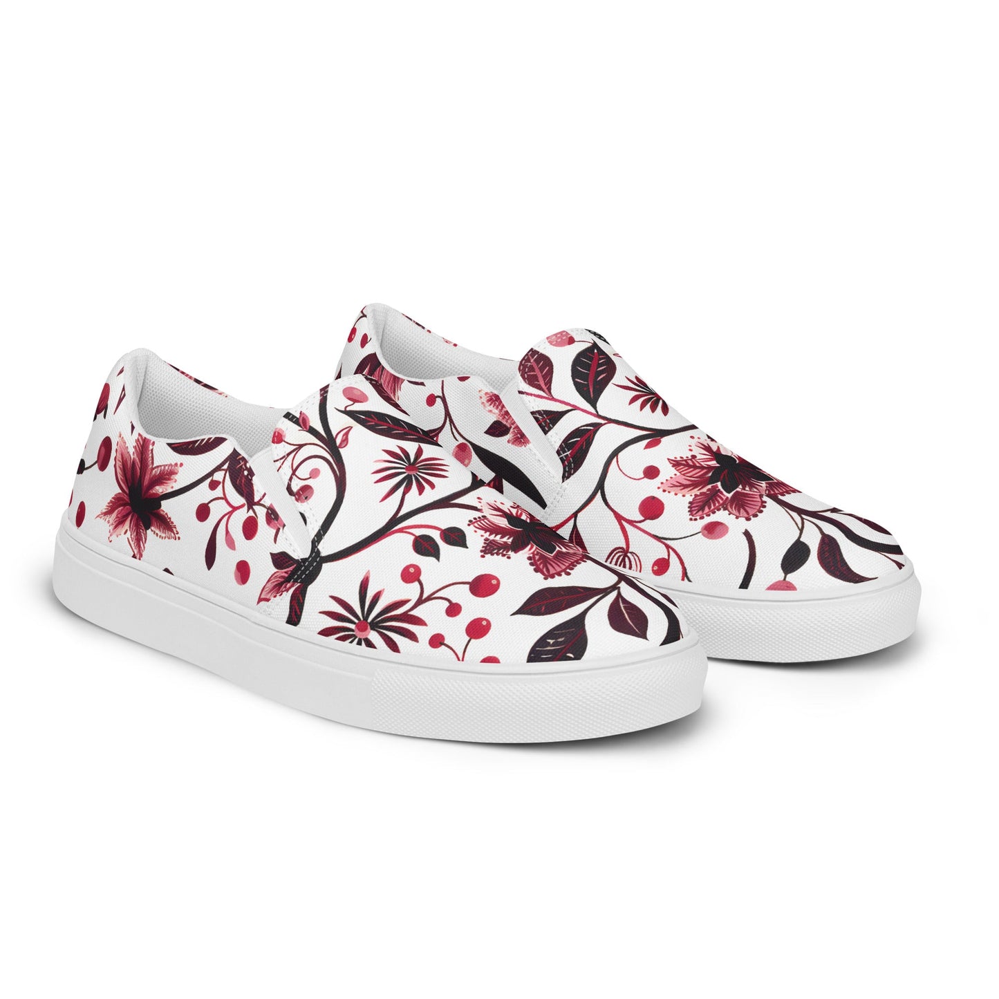 Burgundy Flower slip - on shoes - Sola Shoe