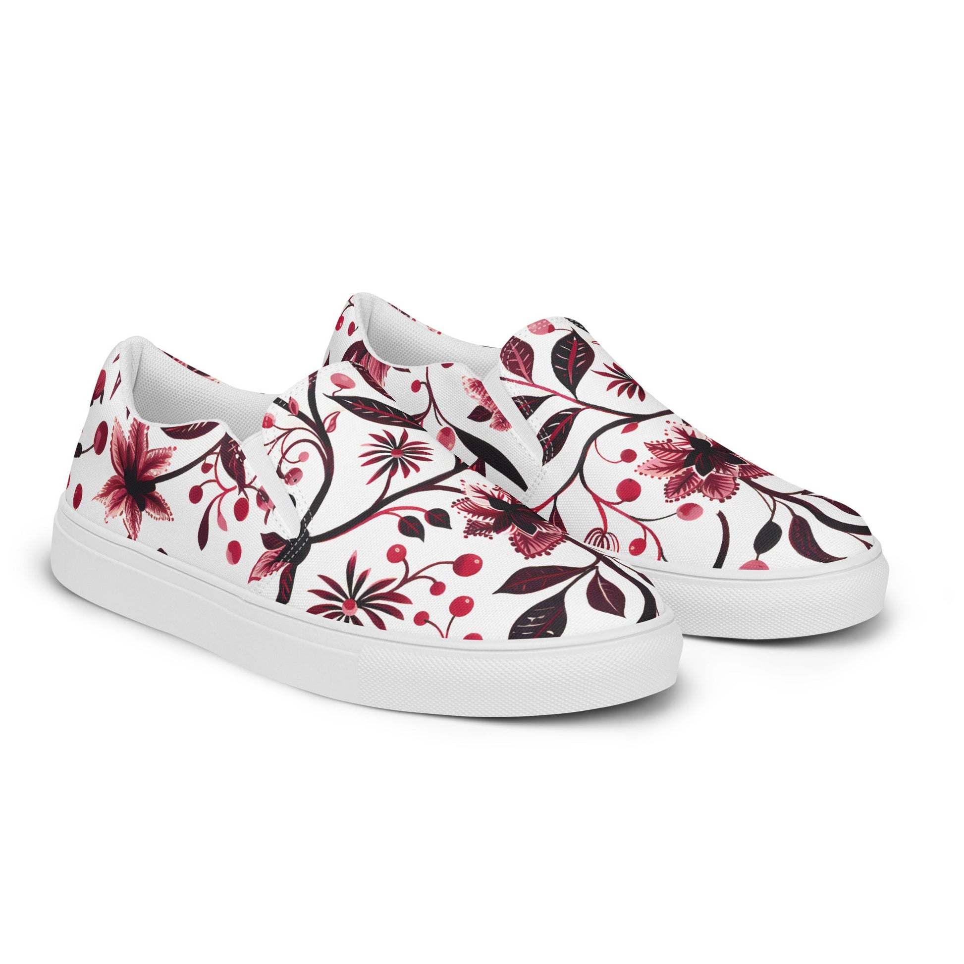 Burgundy Flower slip - on shoes - Sola Shoe