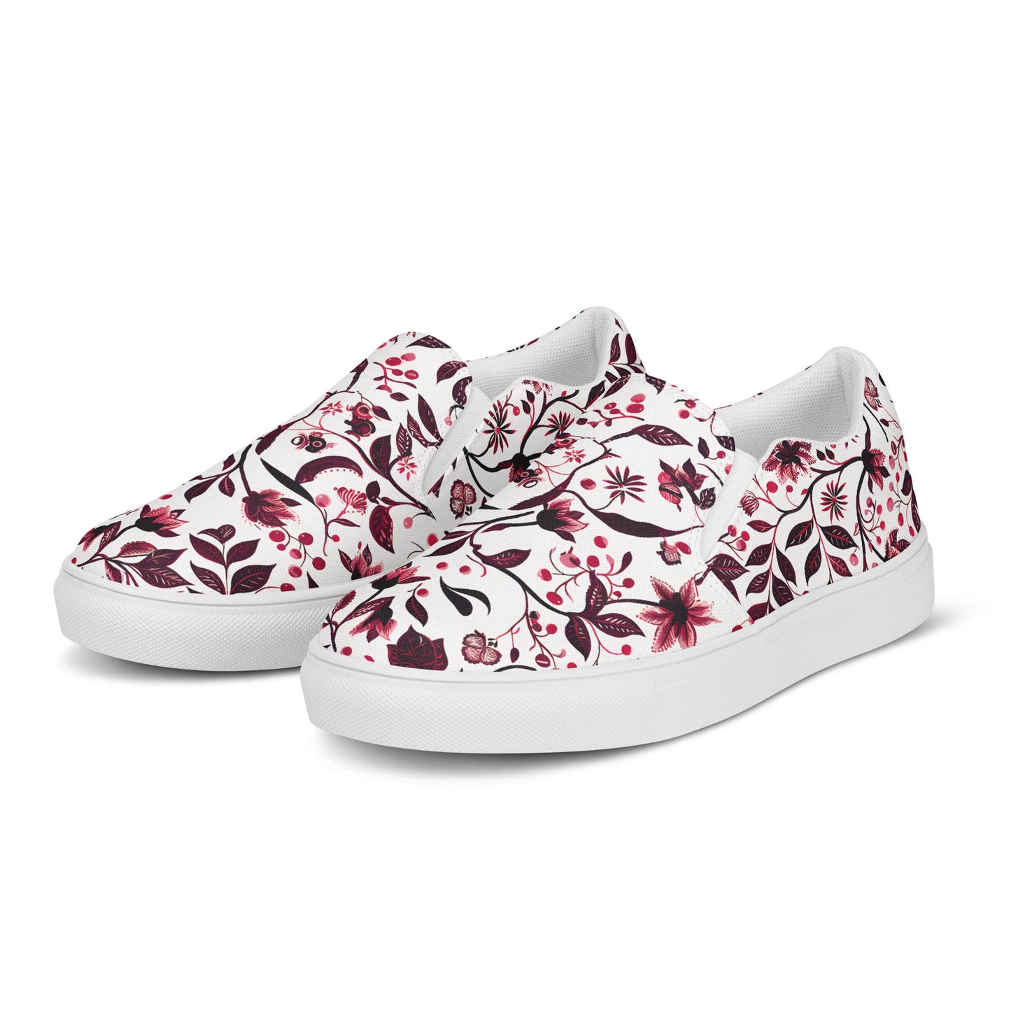 Burgundy Flower slip - on shoes - Sola Shoe