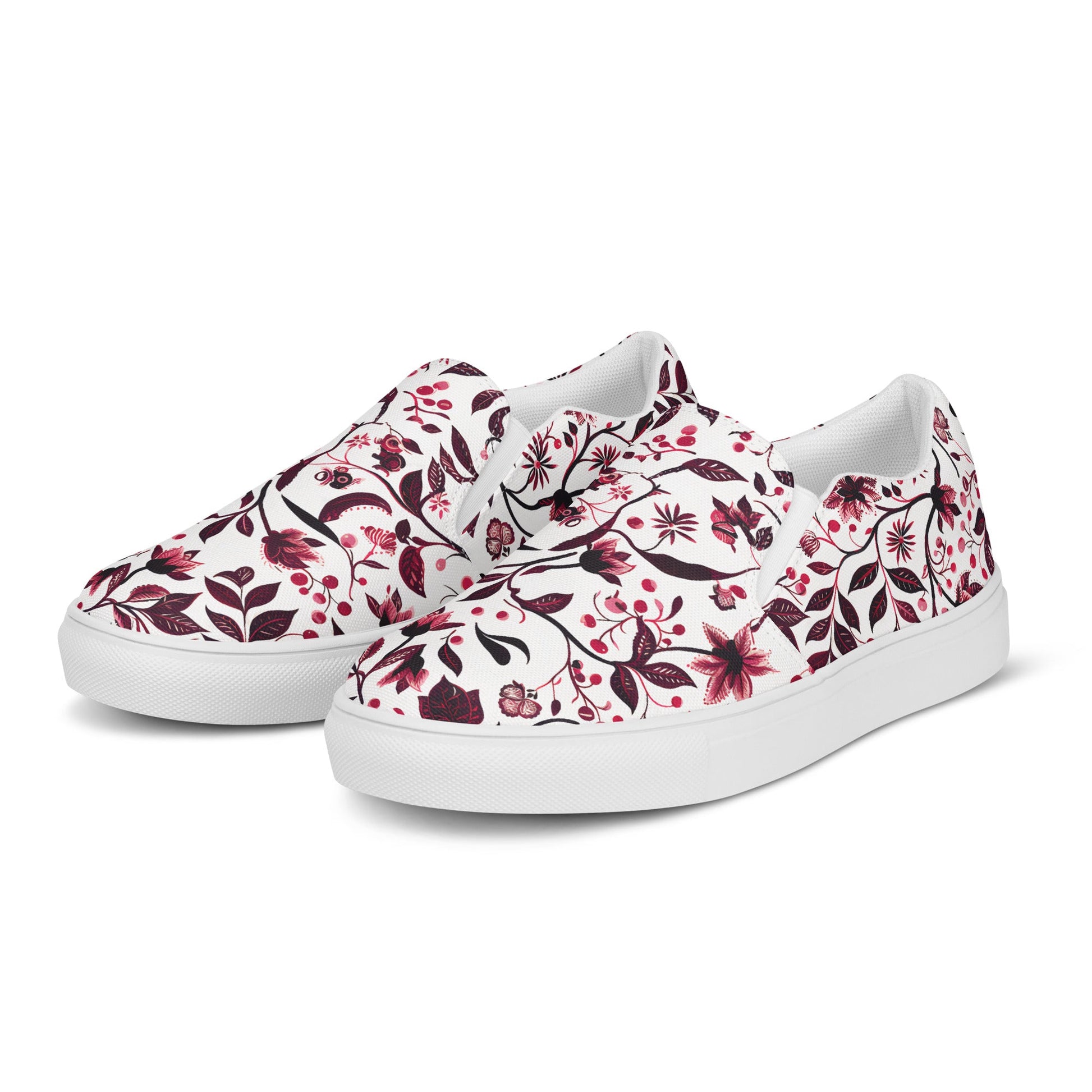 Burgundy Flower slip - on shoes - Sola Shoe