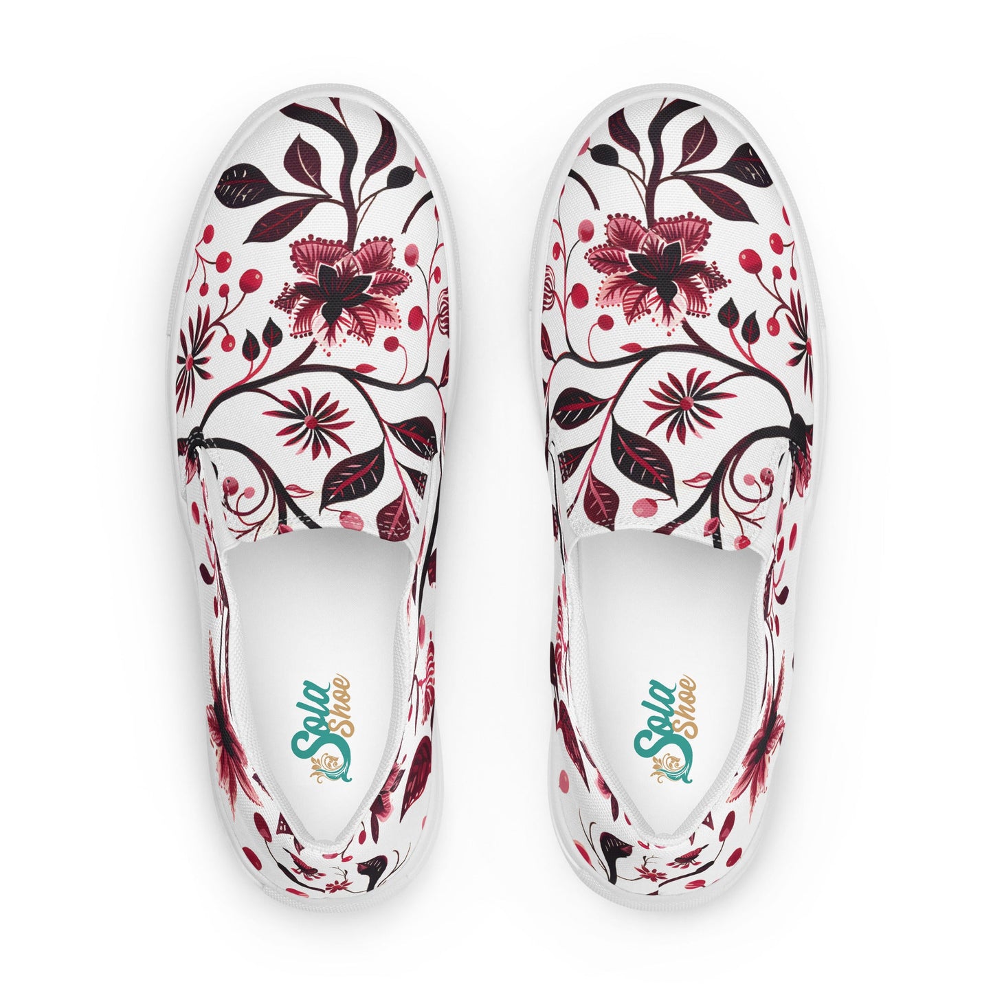 Burgundy Flower slip - on shoes - Sola Shoe