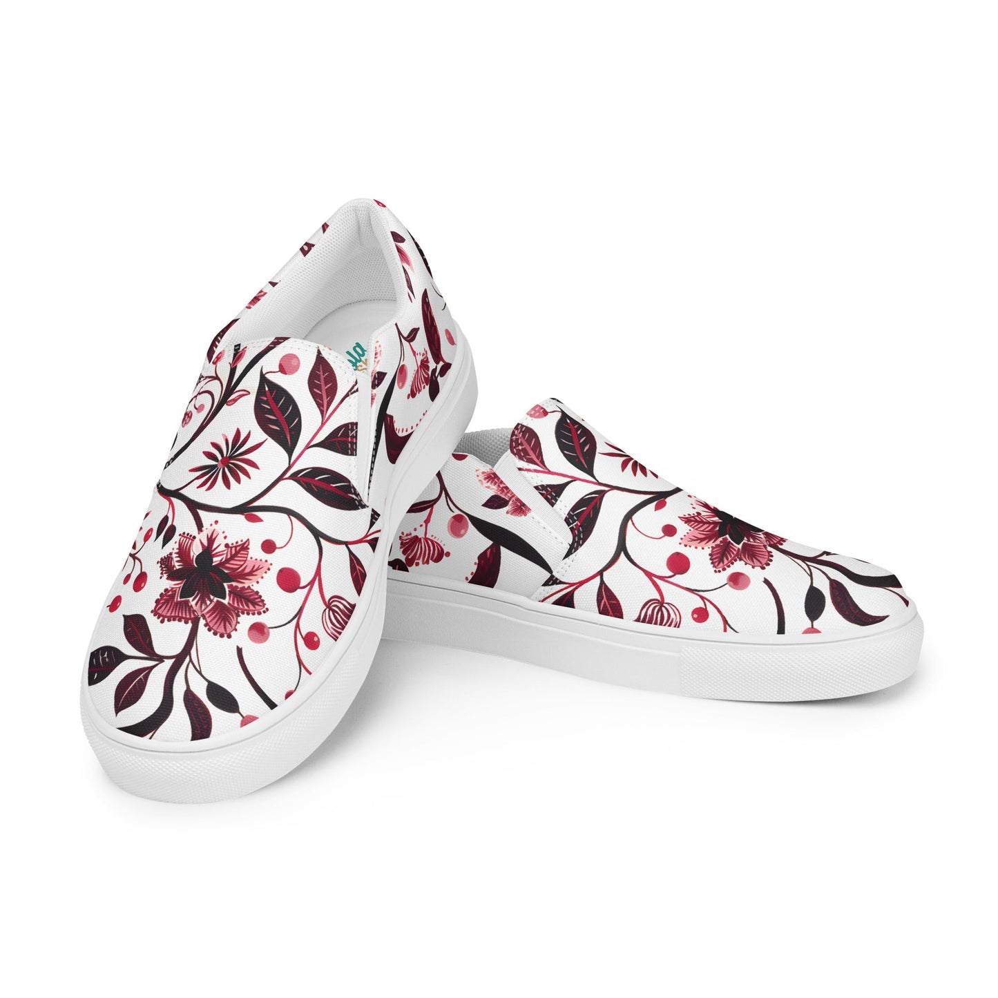 Burgundy Flower slip - on shoes - Sola Shoe