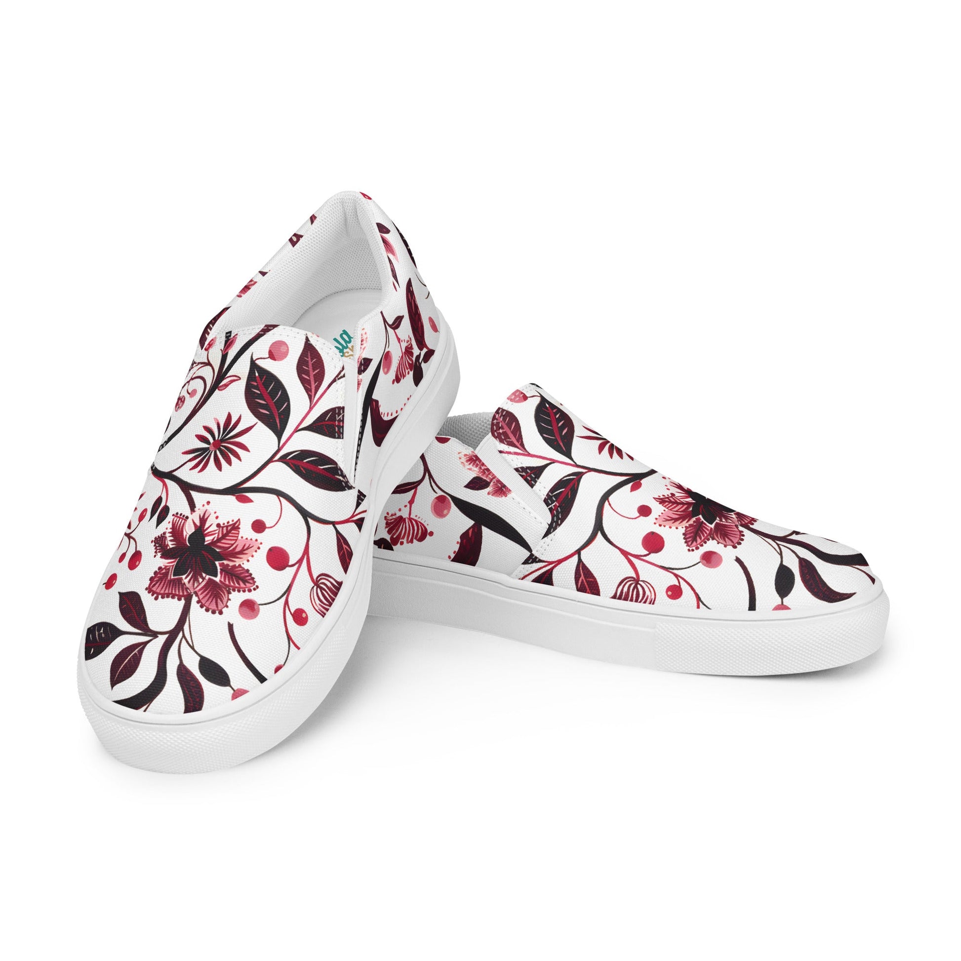 Burgundy Flower slip - on shoes - Sola Shoe