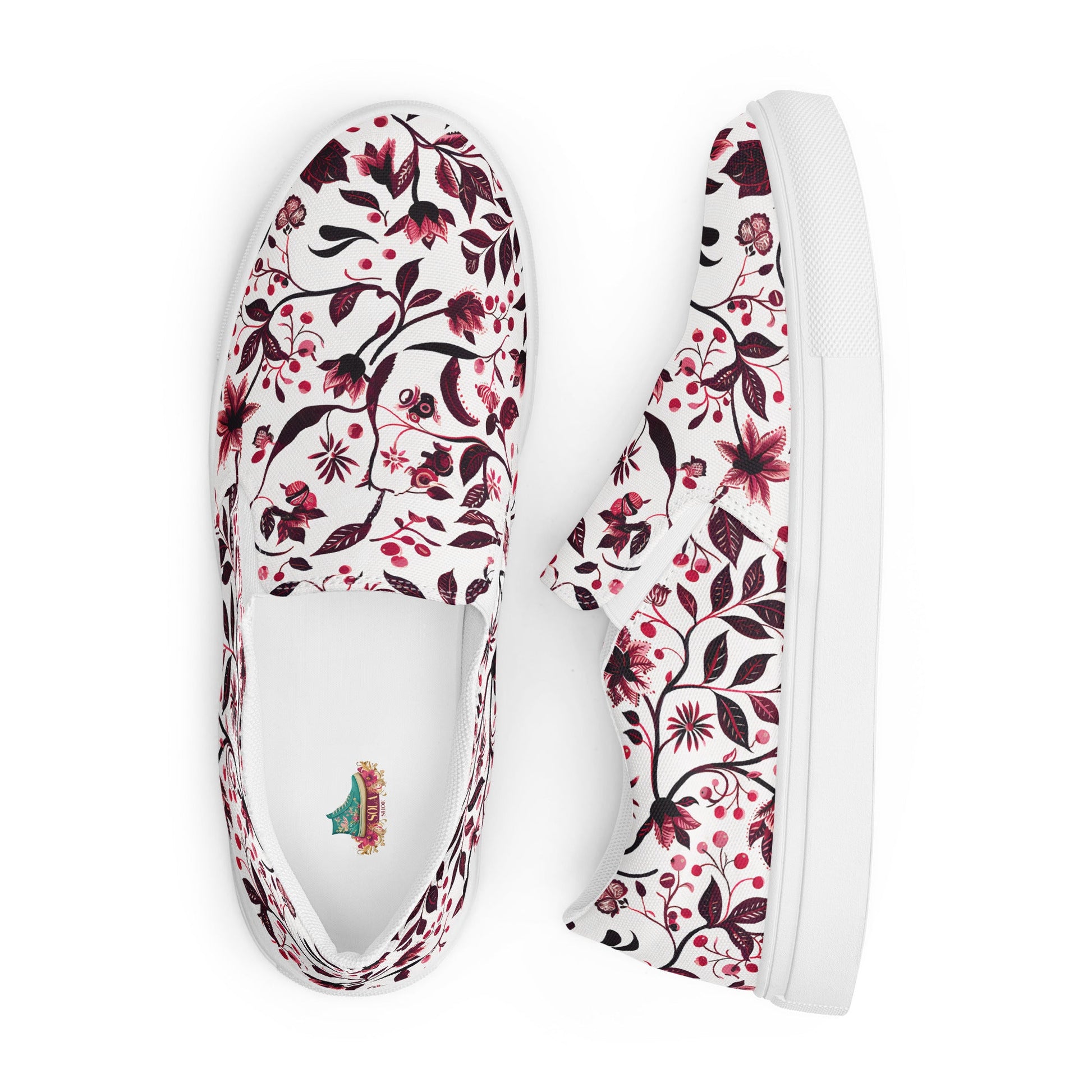 Burgundy Flower slip - on shoes - Sola Shoe