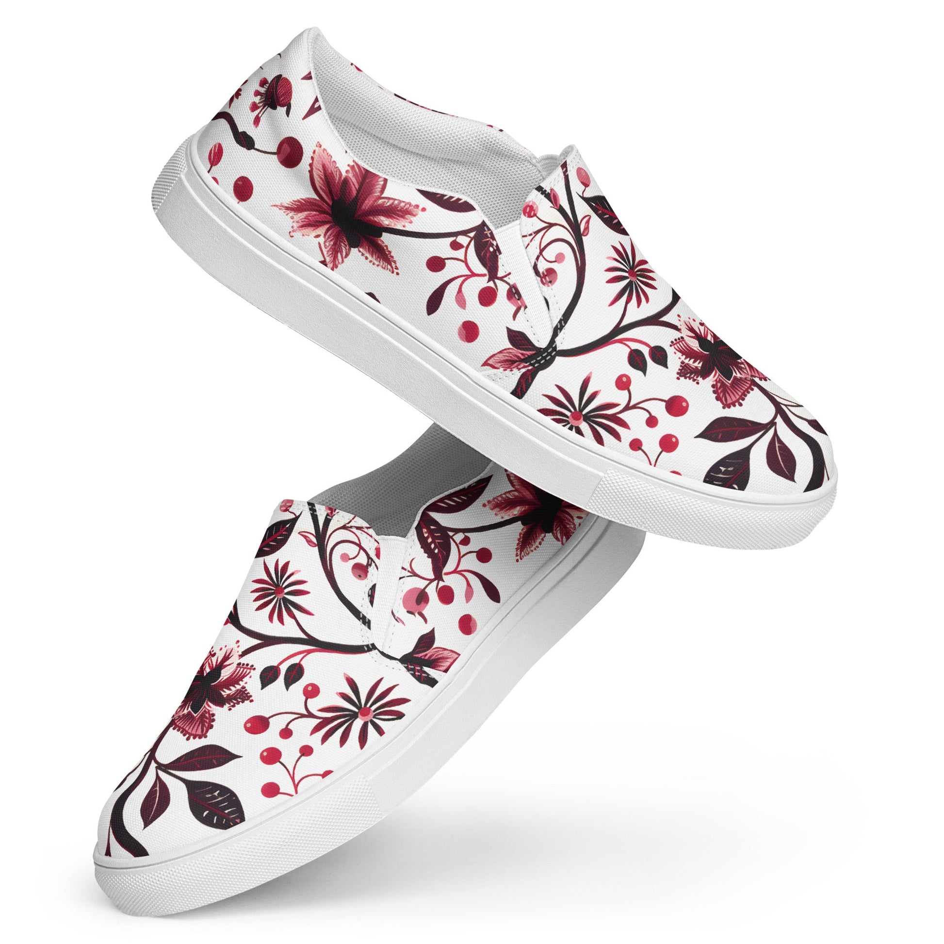 Burgundy Flower slip - on shoes - Sola Shoe