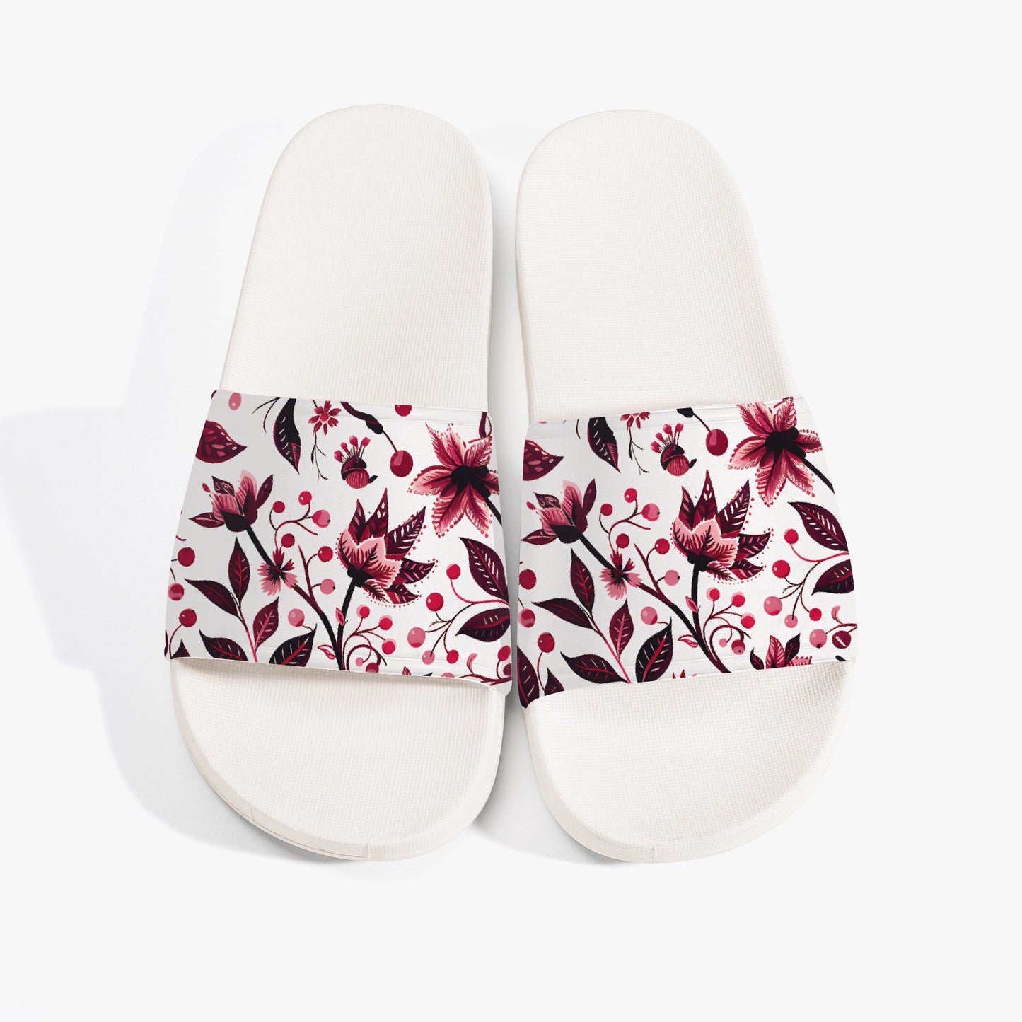 Burgundy Flower Unisex Sandals - Sola Shoe
