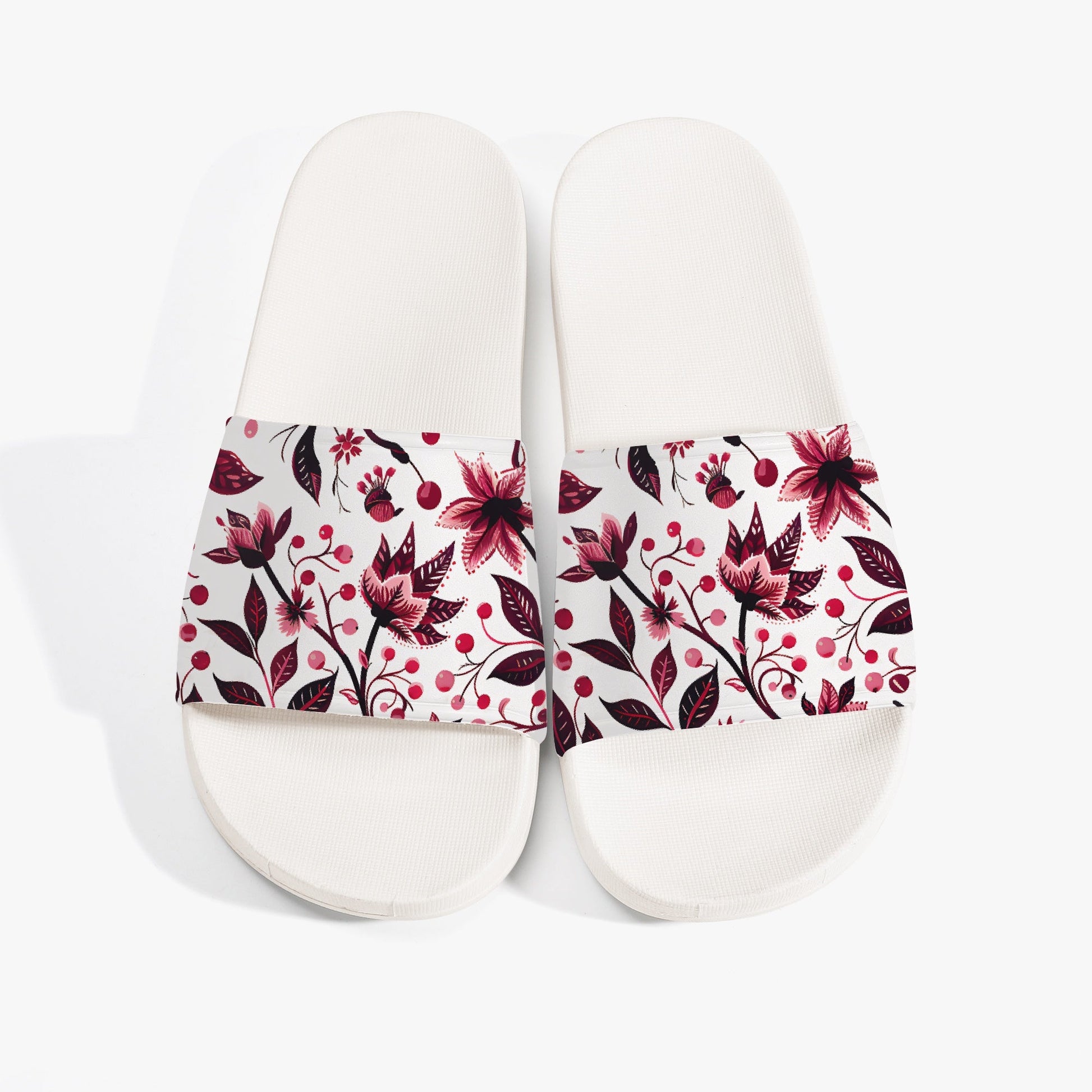 Burgundy Flower Unisex Sandals - Sola Shoe