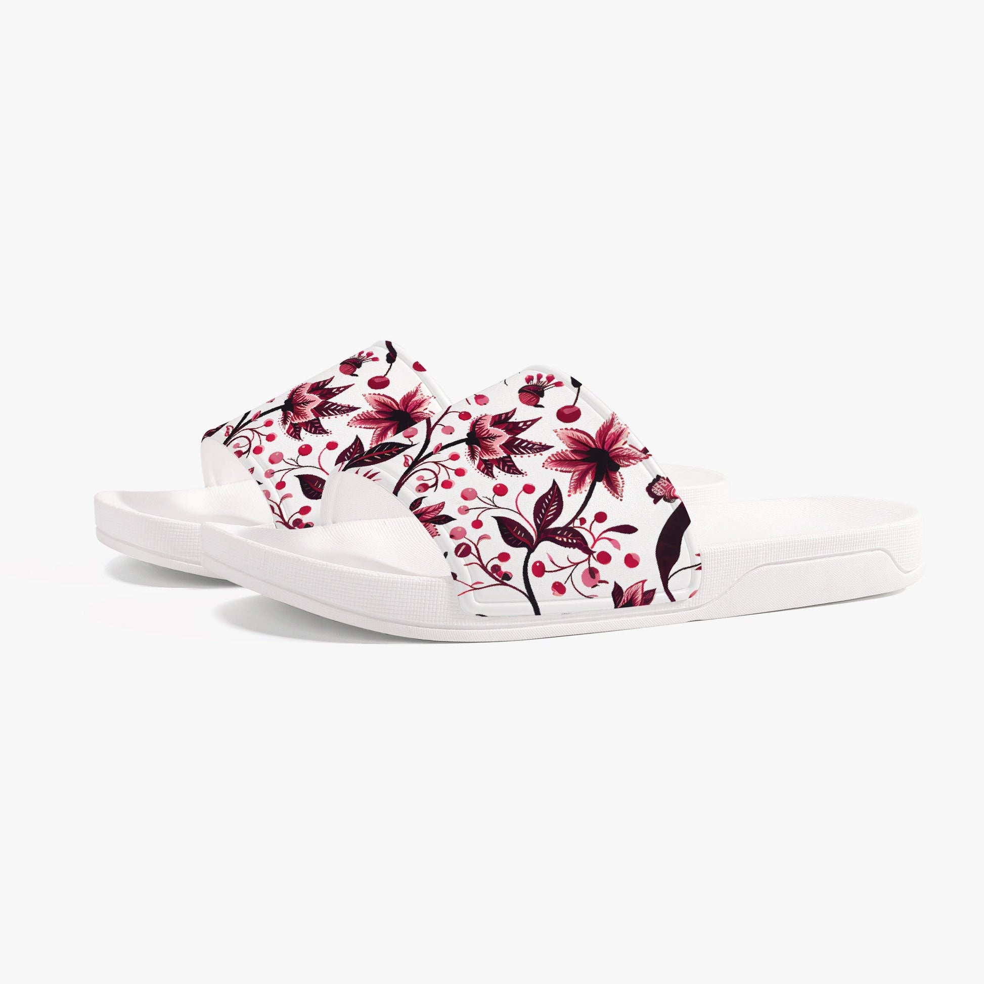 Burgundy Flower Unisex Sandals - Sola Shoe