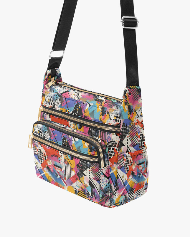 Graffiti Multi - pocket Crossbody Bag - Sola Shoe