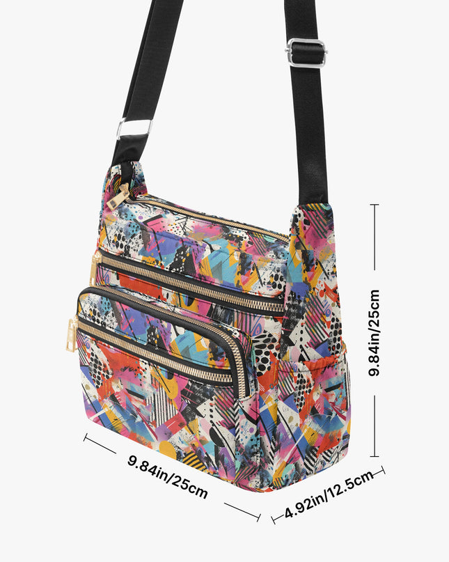 Graffiti Multi - pocket Crossbody Bag - Sola Shoe