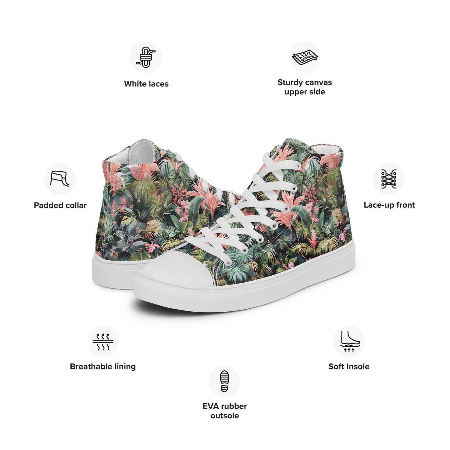 Pink Palm high top shoes - Sola Shoe