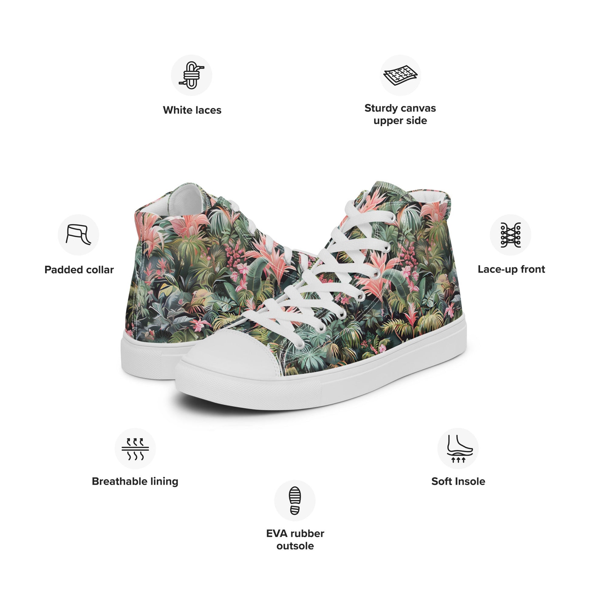 Pink Palm high top shoes - Sola Shoe