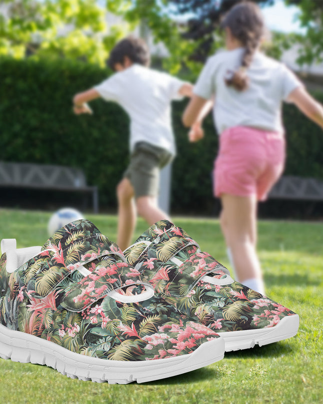 Pink Palm Kids Lightweight Velcro Sneaker - Sola Shoe