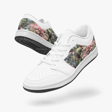 Pink Palm Low - Top Leather Sneakers - Sola Shoe