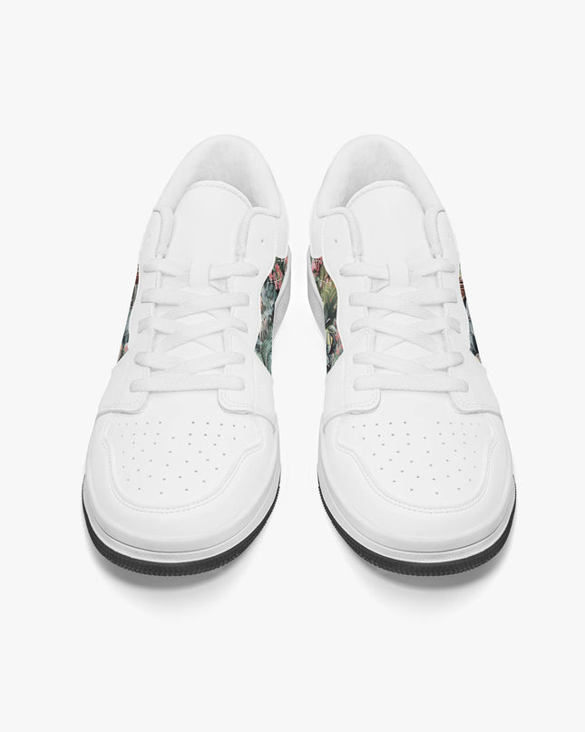 Pink Palm Low - Top Leather Sneakers - Sola Shoe