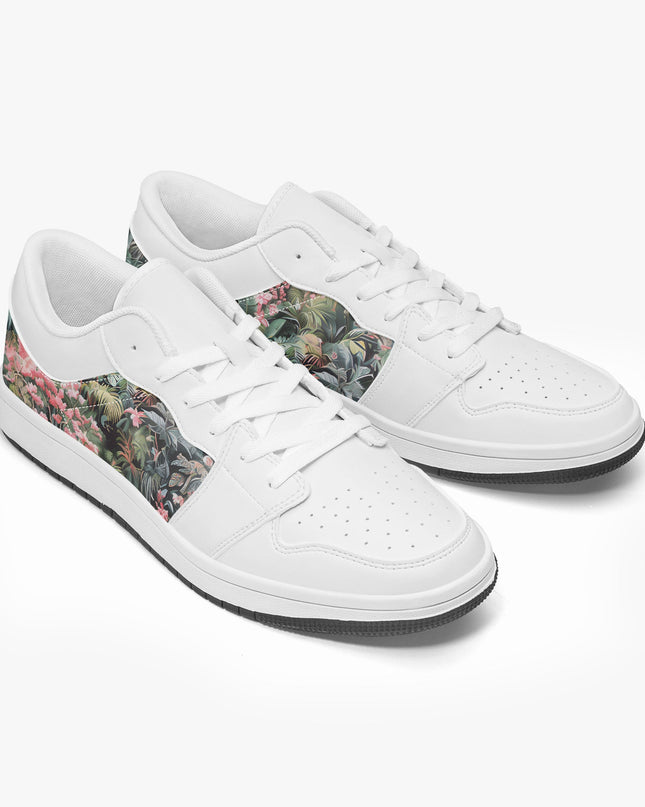 Pink Palm Low - Top Leather Sneakers - Sola Shoe