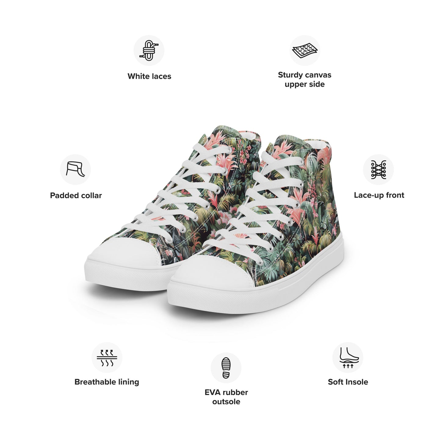 Pink Palm Men’s high top shoes - Sola Shoe