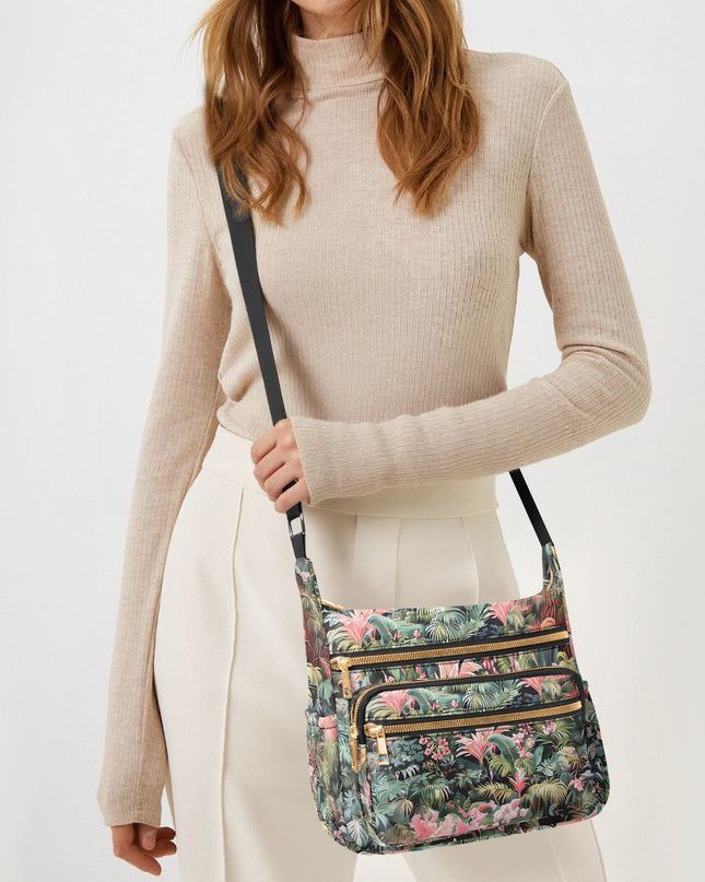 Pink Palm Multi - pocket Crossbody Bag - Sola Shoe