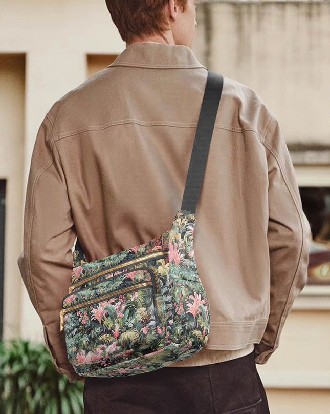 Pink Palm Multi - pocket Crossbody Bag - Sola Shoe