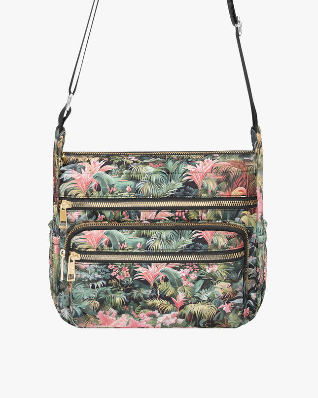Pink Palm Multi - pocket Crossbody Bag - Sola Shoe