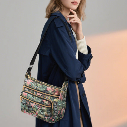 Pink Palm Multi - pocket Crossbody Bag - Sola Shoe