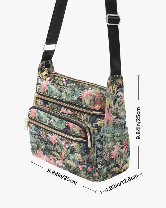 Pink Palm Multi - pocket Crossbody Bag - Sola Shoe