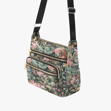 Pink Palm Multi - pocket Crossbody Bag - Sola Shoe