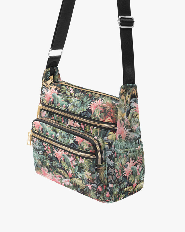 Pink Palm Multi - pocket Crossbody Bag - Sola Shoe