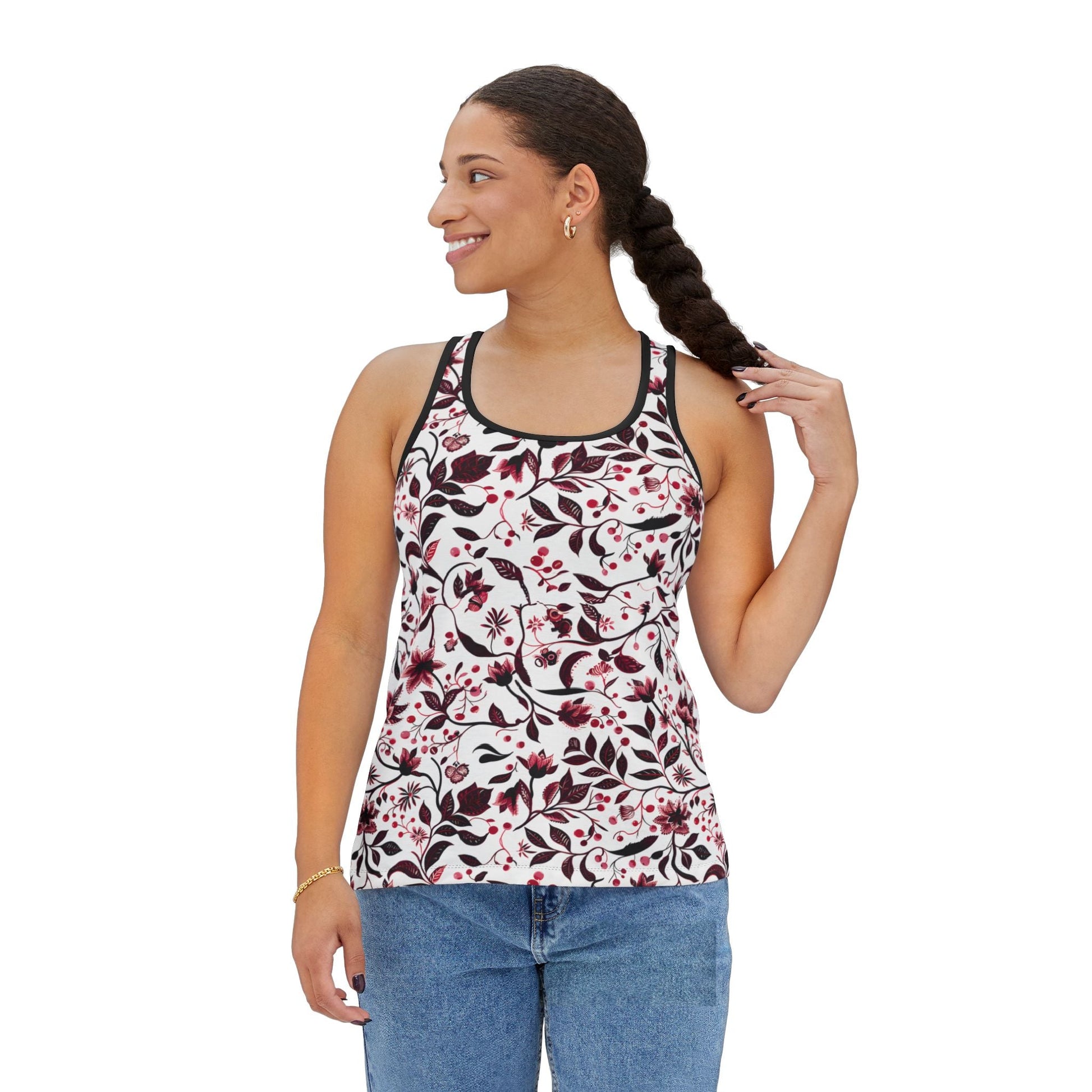 Tank Top Burgundy Flower - Sola Shoe