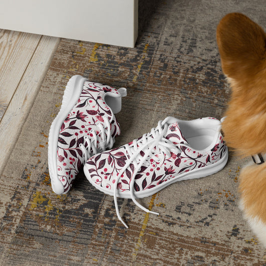 Burgundy Flower Athletic Shoes