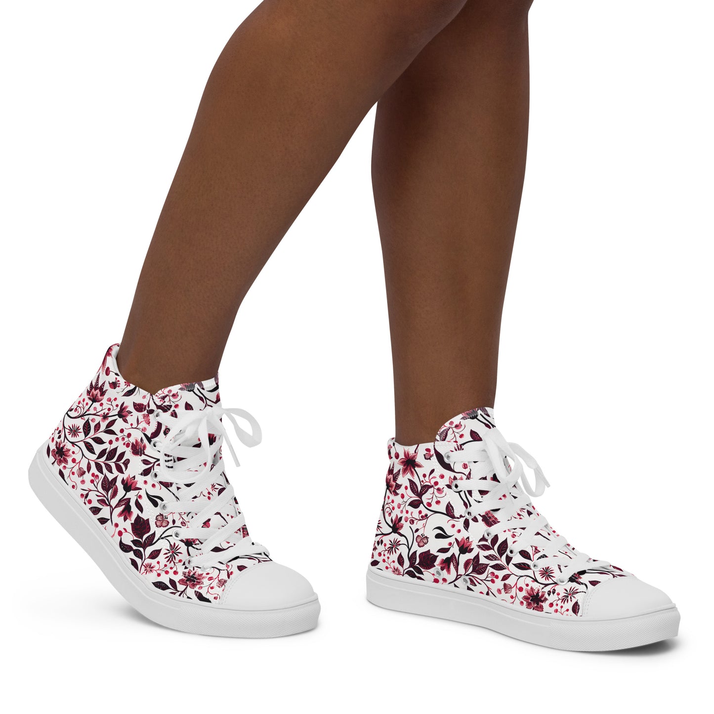 Burgundy Flower High Top Shoes